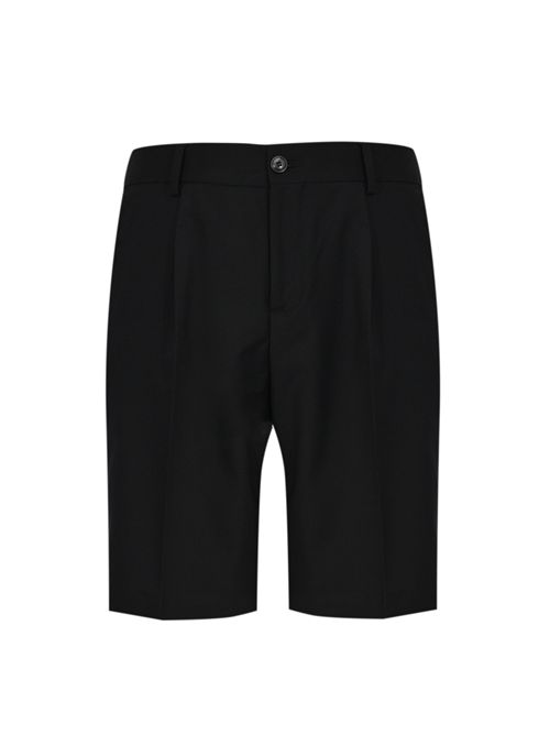 Bermuda con pinces in misto viscosa Nero DANIELE ALESSANDRINI | DUSL0003 PL01019000